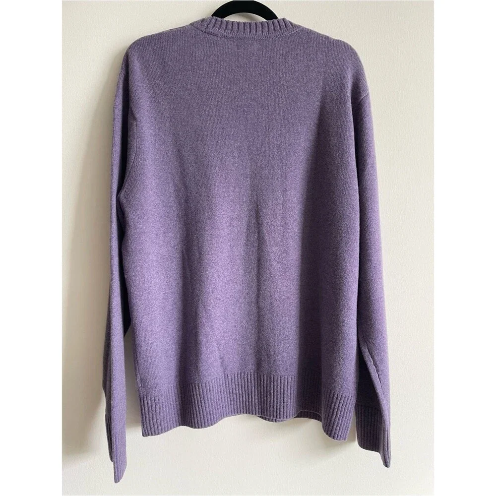 J. Crew Rugged Merino Wool Crewneck Sweater Heathered Lavender Purple Classic XL